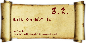Balk Kordélia névjegykártya